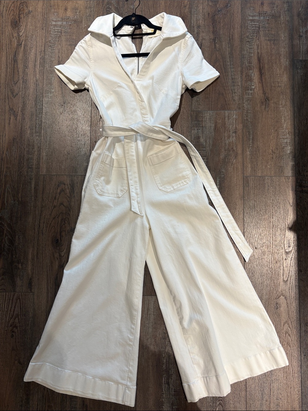 Maeve white denim jumpsuit
